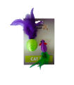 RATON 5 CM Y PELOTA 4 CM CON PLUMA VIOLETA Y VERDE