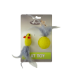 RATON 5 CM Y PELOTA 4 CM CON PLUMA GRIS Y AMARILLO