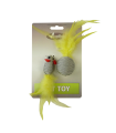 RATON 5 CM Y PELOTA 4 CM CON PLUMA AMARILLO Y GRIS